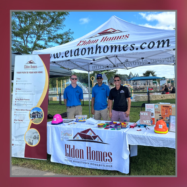Eldon Homes tent setup at Cottage Grove Community Night Out