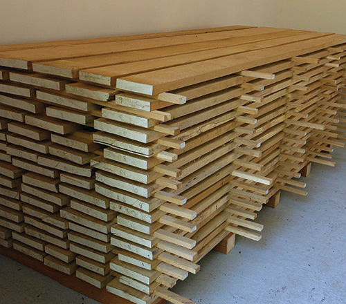 Lumber drying on sticks