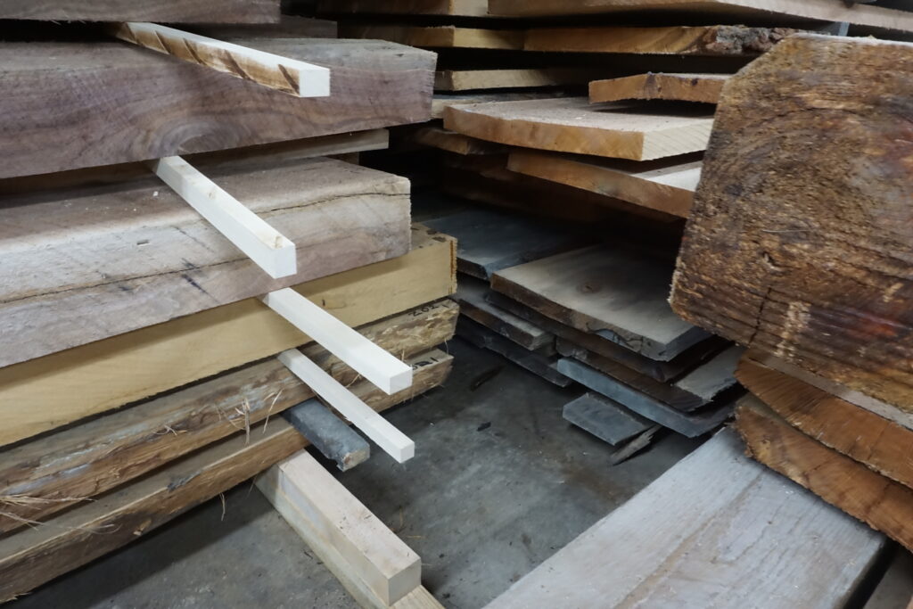 Lumber drying on sticks