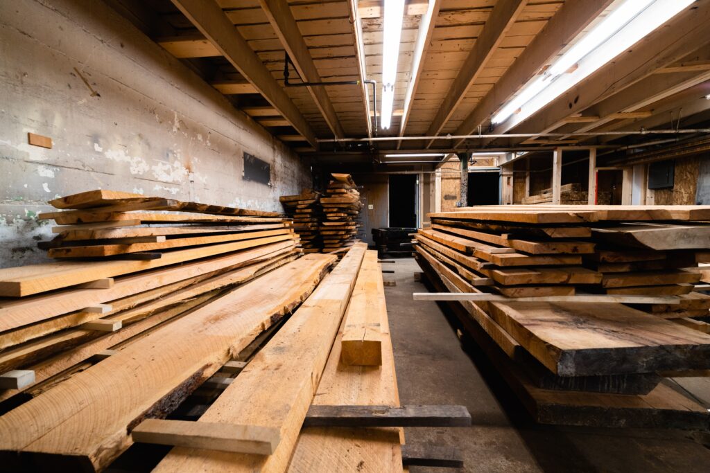 Lumber drying on sticks