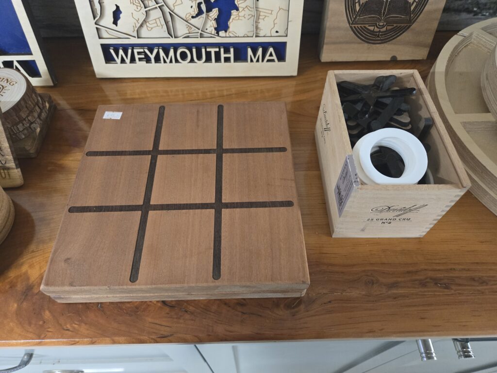 walnut tic tac toe board.