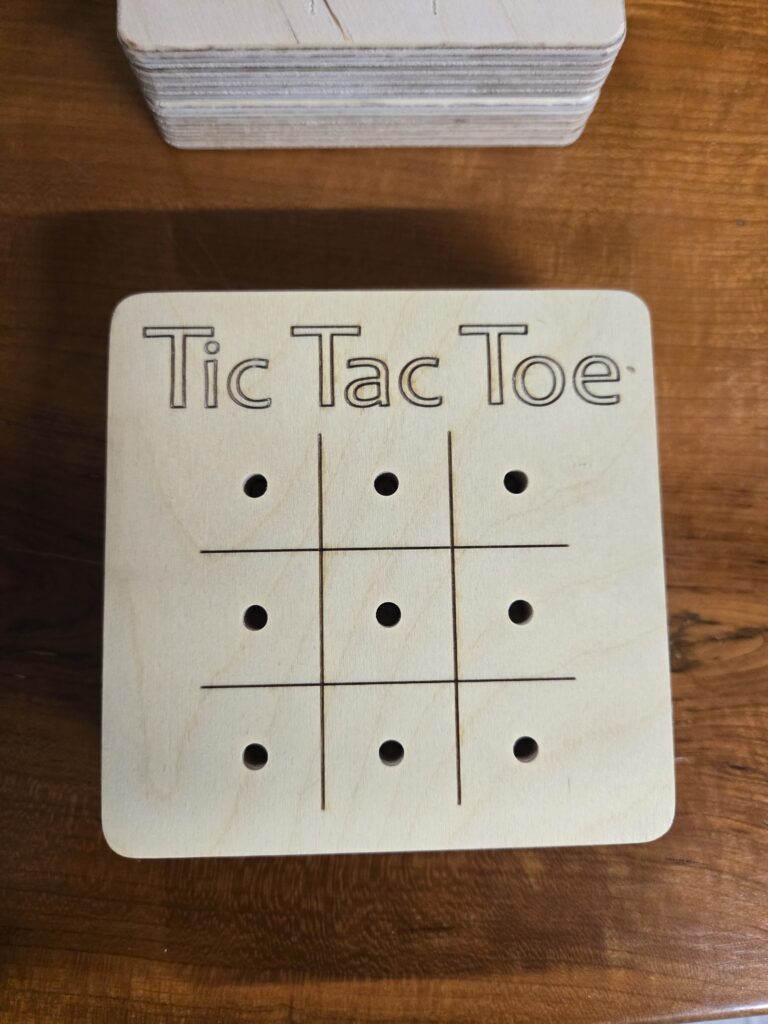 wood tic tac toe board gift from Barney & Carey
