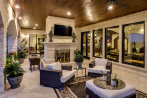 Covered Porch looking from the left to the fireplace