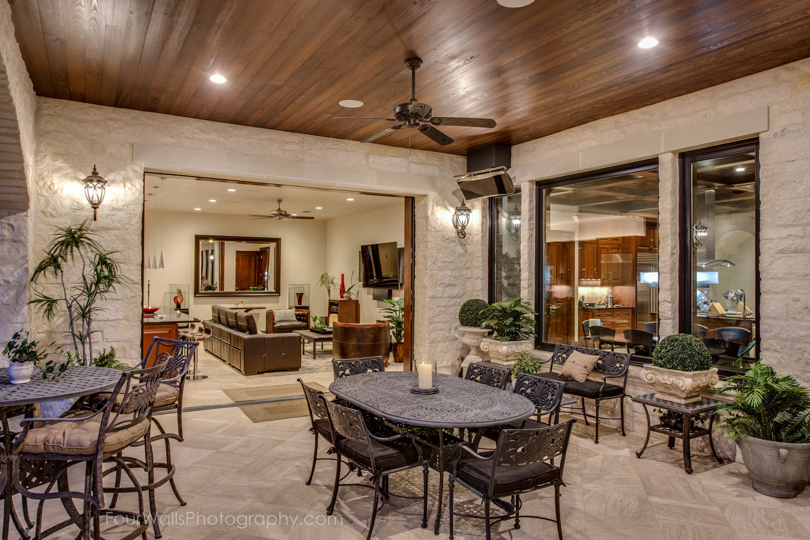 Covered porch looking into entertainment room 2