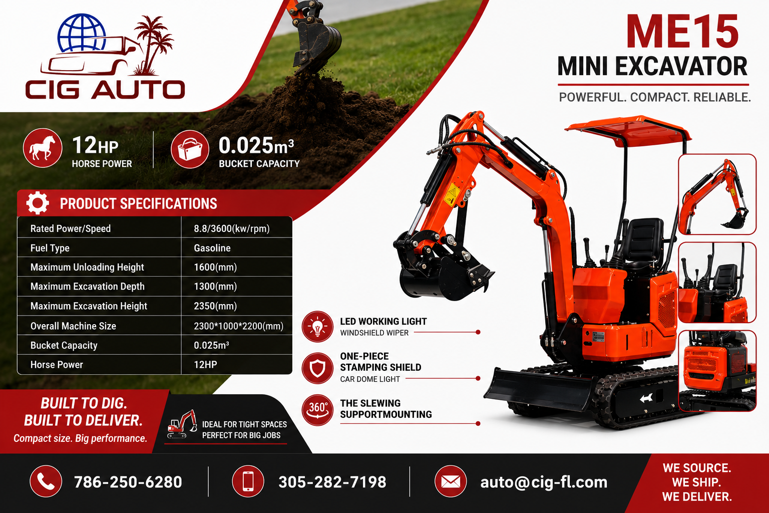 Mini Excavator (Red)