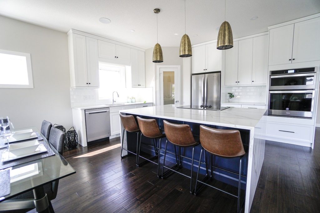 Country Kitchen Remodel with Black Cabinet Paint in Westchester